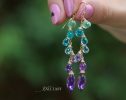 - Aqua Blue Purple Gemstone Dangle Earrings with Amethyst and Topaz