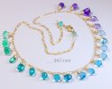 - Aqua Blue Purple Gemstone Drop Necklace, Statement Semi Precious Stone Necklace
