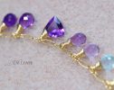 - Aqua Blue Purple Gemstone Drop Necklace, Statement Semi Precious Stone Necklace
