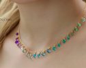 - Aqua Blue Purple Gemstone Drop Necklace, Statement Semi Precious Stone Necklace