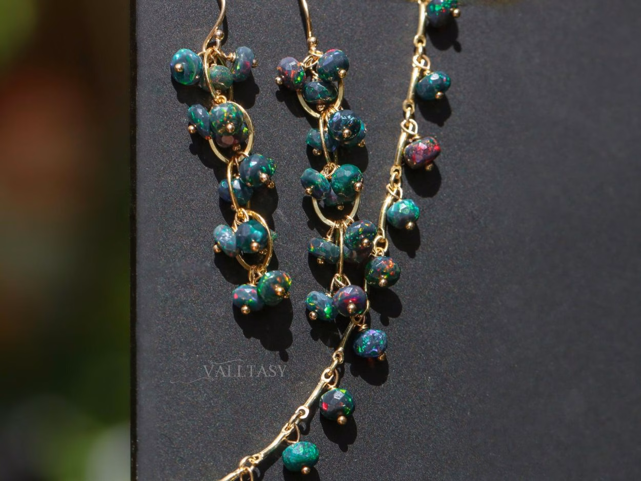 - Ethiopian Black Opal Dainty Gemstone Bracelet