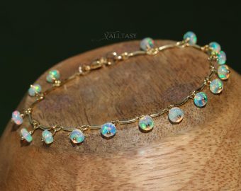 - Ethiopian Opal Dainty Gemstone Bohemian Bracelet