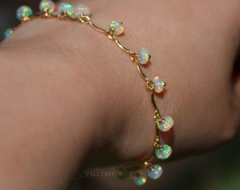 - Ethiopian Opal Dainty Gemstone Bohemian Bracelet