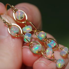 On the Edge Earrings – Ethiopian Opal Dangle Earrings, Ethiopian Opal Earrings in Gold Filled On the Edge Earrings – Ethiopian Opal Dangle Earrings, Ethiopian Opal Earrings in Gold Filled