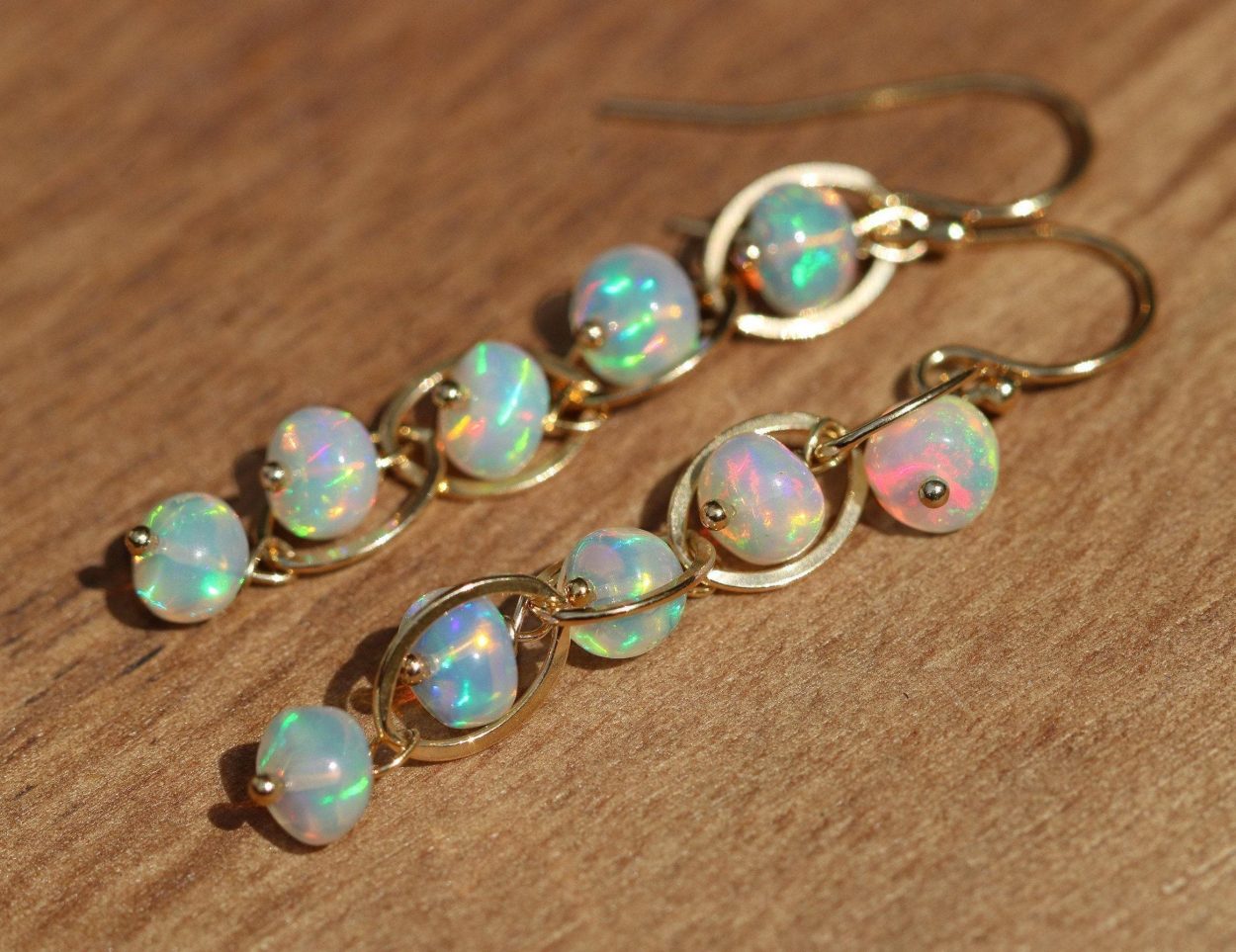 - Ethiopian Opal Dangle Earrings, Ethiopian Opal Earrings in Gold Filled