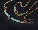 - Ethiopian Opal Gemstone Bar Necklace Wire Wrapped in Gold Filled
