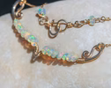 - Ethiopian Opal Gemstone Bar Necklace Wire Wrapped in Gold Filled