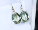 - Genuine Green Amethyst Oval Earrings in Gold Filled