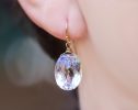 - Genuine Light Pink Amethyst Oval Earrings in Gold Filled