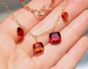 - Hessonite Garnet Necklace, Red Orange Gemstone Necklace