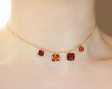 - Hessonite Garnet Necklace, Red Orange Gemstone Necklace