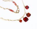 - Hessonite Garnet Necklace, Red Orange Gemstone Necklace
