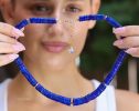 - Lapis Lazuli Necklace, Vibrant Blue with Gold Accents Beaded Necklace