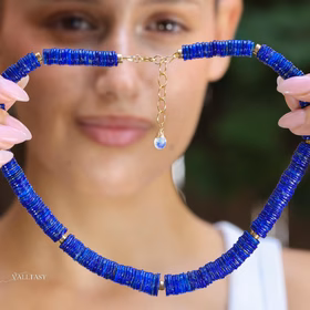 You're My Stars Necklace - Lapis Lazuli Necklace, Vibrant Blue with Gold Accents Beaded Necklace