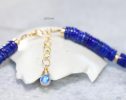 - Lapis Lazuli Necklace, Vibrant Blue with Gold Accents Beaded Necklace