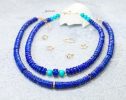 - Lapis Lazuli Necklace, Vibrant Blue with Gold Accents Beaded Necklace