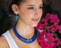 - Lapis Lazuli Necklace, Vibrant Blue with Gold Accents Beaded Necklace