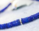 - Lapis Lazuli Necklace, Vibrant Blue with Gold Accents Beaded Necklace
