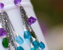 - Long Tassel Earrings with Multi Gemstone Precious Stones, Mixed Metal Earrings