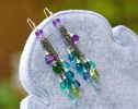 - Long Tassel Earrings with Multi Gemstone Precious Stones, Mixed Metal Earrings