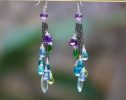 - Long Tassel Earrings with Multi Gemstone Precious Stones, Mixed Metal Earrings