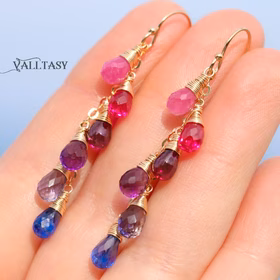 My Wild Dream Earrings – Multi Gemstone Colorful Rainbow Earrings Wire Wrapped in Gold Filled