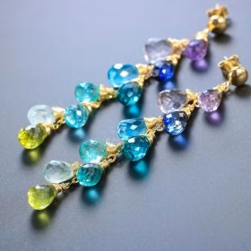 The New Adventure Earrings – Multi Gemstone Colorful Rainbow Earrings Wire Wrapped in Gold Filled