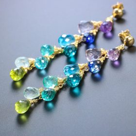 The New Adventure Earrings – Multi Gemstone Colorful Rainbow Earrings Wire Wrapped in Gold Filled