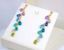 - Multi Gemstone Colorful Rainbow Earrings Wire Wrapped in Gold Filled