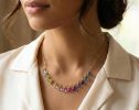 - Multi Gemstone Colorful Rainbow Necklace in Gold Filled