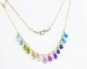 - Multi Gemstone Colorful Rainbow Necklace in Gold Filled