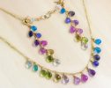 - Multi Gemstone Colorful Rainbow Necklace in Gold Filled