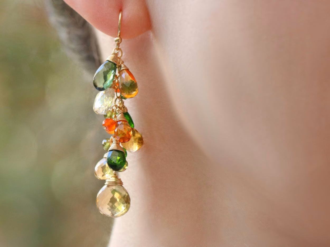 - Multi Gemstone Earrings, Fall colors