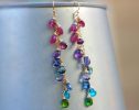 - Multi Gemstone Earrings Wire Wrapped in Gold Filled, Colorful Precious Earrings