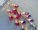- Multi Gemstone Earrings Wire Wrapped in Gold Filled, Colorful Precious Earrings