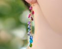 - Multi Gemstone Earrings Wire Wrapped in Gold Filled, Colorful Precious Earrings