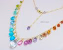 - Multi Gemstone Necklace, Precious Drop Necklace, Pastel Candy Necklace