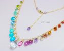 - Multi Gemstone Necklace, Precious Drop Necklace, Pastel Candy Necklace