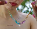 - Multi Gemstone Necklace, Precious Drop Necklace, Pastel Candy Necklace