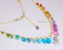 - Multi Gemstone Necklace, Precious Drop Necklace, Pastel Candy Necklace