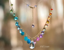- Multi Gemstone Necklace, Precious Drop Necklace, Pastel Candy Necklace