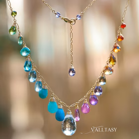 The Candy Crush Necklace – Multi Gemstone Necklace, Precious Drop Necklace, Pastel Candy Necklace