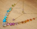 - Multi Gemstone Necklace, Precious Drop Necklace, Pastel Candy Necklace