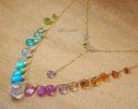 - Multi Gemstone Necklace, Precious Drop Necklace, Pastel Candy Necklace