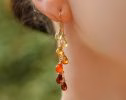 - Multi Gemstone Orange Red Drop Colorful Earrings