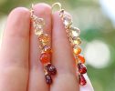 - Multi Gemstone Orange Red Drop Colorful Earrings
