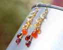 - Multi Gemstone Orange Red Drop Colorful Earrings