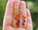 - Multi Gemstone Orange Red Drop Colorful Earrings