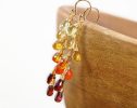 - Multi Gemstone Orange Red Drop Colorful Earrings