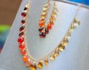 - Multi Gemstone Orange Red Drop Colorful Earrings